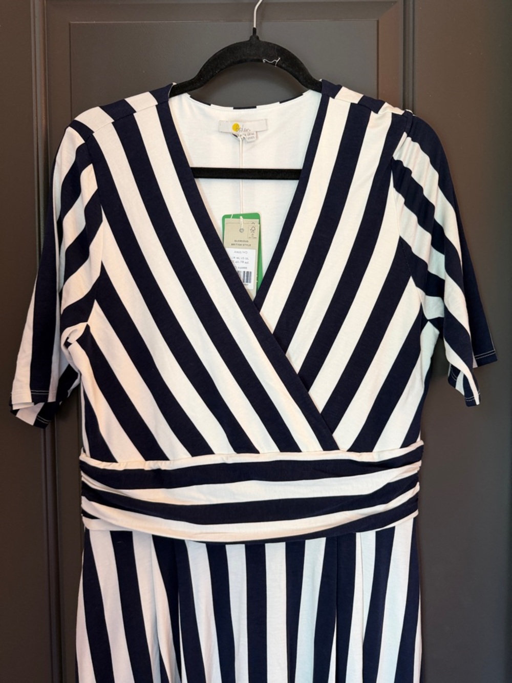 Boden Navy and White Striped Midi Wrap Dress - Picture 5 of 5